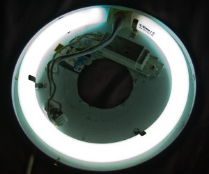 A photography ring tube made from a circular light fitting